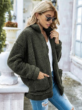 Load image into Gallery viewer, Fuzzy Zip Up Pocketed Jacket