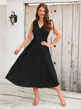 Load image into Gallery viewer, Pleated V-Neck Sleeveless Midi Dress