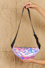 Load image into Gallery viewer, Fame Good Vibrations Holographic Double Zipper Fanny Pack in Hot Pink