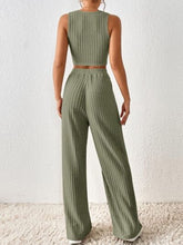 Load image into Gallery viewer, Ribbed Round Neck Tank and Pants Sweater Set