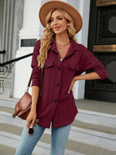 Load image into Gallery viewer, Textured Button Up Dropped Shoulder Shirt