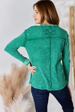 Load image into Gallery viewer, Zenana Washed Half Button Exposed Seam Waffle Top