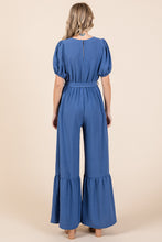 Load image into Gallery viewer, GeeGee Full Size V-Neck Belted Wide Leg Jumpsuit