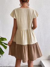 Load image into Gallery viewer, Color Block Cap Sleeve Mini Dress