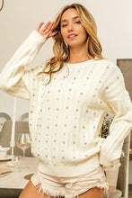 Load image into Gallery viewer, BiBi Pearl & Rhinestone Decor Long Sleeve Sweater