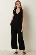 Load image into Gallery viewer, Mittoshop Rib Knit V-Neck Cross Back Jumpsuit