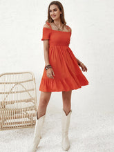 Load image into Gallery viewer, Smocked Spaghetti Strap Short Sleeve Dress