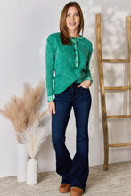 Load image into Gallery viewer, Zenana Washed Half Button Exposed Seam Waffle Top