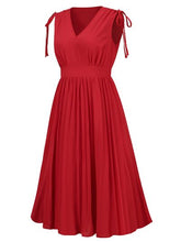 Load image into Gallery viewer, Pleated V-Neck Sleeveless Midi Dress