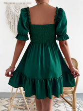 Load image into Gallery viewer, Smocked Square Neck Short Sleeve Dress