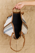 Load image into Gallery viewer, Fame Striped In The Sun Faux Leather Trim Tote Bag