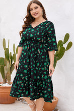 Load image into Gallery viewer, Plus Size Printed Flare Sleeve V-Neck Dress