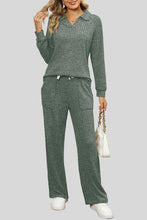Load image into Gallery viewer, Ribbed Long Sleeve Top and Pocketed Pants Set