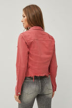 Load image into Gallery viewer, RISEN Raw Hem Button Up Cropped Denim Jacket