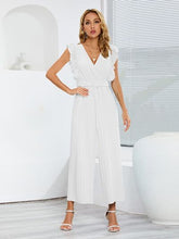 Load image into Gallery viewer, Ruffled Surplice Cap Sleeve Jumpsuit