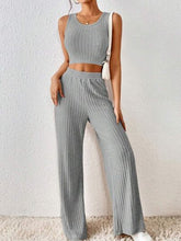 Load image into Gallery viewer, Ribbed Round Neck Tank and Pants Sweater Set