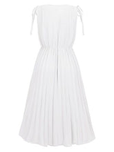 Load image into Gallery viewer, Pleated V-Neck Sleeveless Midi Dress
