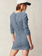 Load image into Gallery viewer, Waffle-Knit Round Neck Long Sleeve Sweater