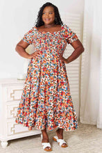 Load image into Gallery viewer, Double Take Plus Size Floral Smocked Square Neck Dress