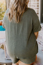 Load image into Gallery viewer, Plus Size Round Neck Top and Pocketed Shorts Set