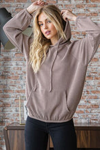 Load image into Gallery viewer, Heimish Full Size Ribbed Drawstring Kangaroo Pocket Hoodie