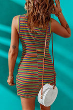 Load image into Gallery viewer, Cutout Striped Round Neck Sleeveless Dress