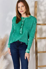 Load image into Gallery viewer, Zenana Washed Half Button Exposed Seam Waffle Top