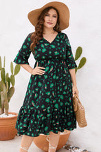 Load image into Gallery viewer, Plus Size Printed Flare Sleeve V-Neck Dress
