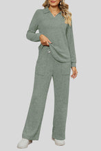 Load image into Gallery viewer, Ribbed Long Sleeve Top and Pocketed Pants Set
