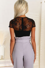 Load image into Gallery viewer, Lace Detail Round Neck Short Sleeve Bodysuit