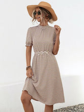 Load image into Gallery viewer, Printed Mock Neck Flounce Sleeve Dress