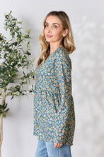 Load image into Gallery viewer, Heimish Full Size Floral Half Button Long Sleeve Blouse