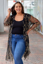 Load image into Gallery viewer, Plus Size Contrast Sequin Sheer Mesh Cardigan