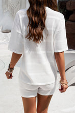 Load image into Gallery viewer, Eyelet Round Neck Top and Shorts Set
