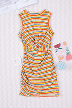 Load image into Gallery viewer, Cutout Striped Round Neck Sleeveless Dress