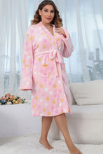Load image into Gallery viewer, Plus Size Printed Tie Waist Robe with Pocket