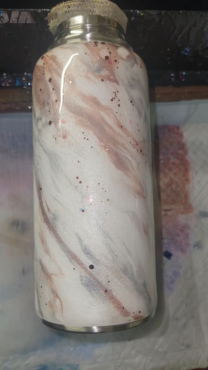 Rose Gold Marble Hydro Bottle, 32 oz.