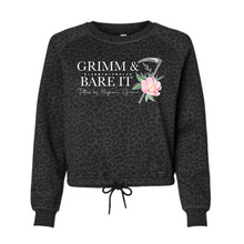 Load image into Gallery viewer, Grimm &amp; Bare It- black leopard crop tie front sweatshirt- color floral

