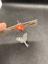 Load image into Gallery viewer, Silver moth and pink glitter stud earrings
