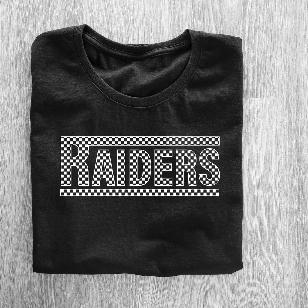 Sykesville Raiders football checkered white-  tee, long sleeve, hoodie, crewneck gray