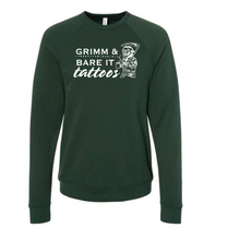Load image into Gallery viewer, Grimm &amp; Bare It- forest green crew with reaper
