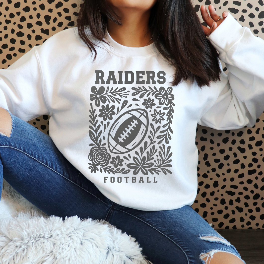 Sykesville Raiders football floral-  tee, long sleeve, hoodie, crewneck-white