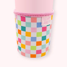 Load image into Gallery viewer, Blush Rainbow Checkers Coffee Cup Sleeve: Large 24oz
