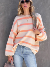 Load image into Gallery viewer, Striped Round Neck Long Sleeve Sweatshirt
