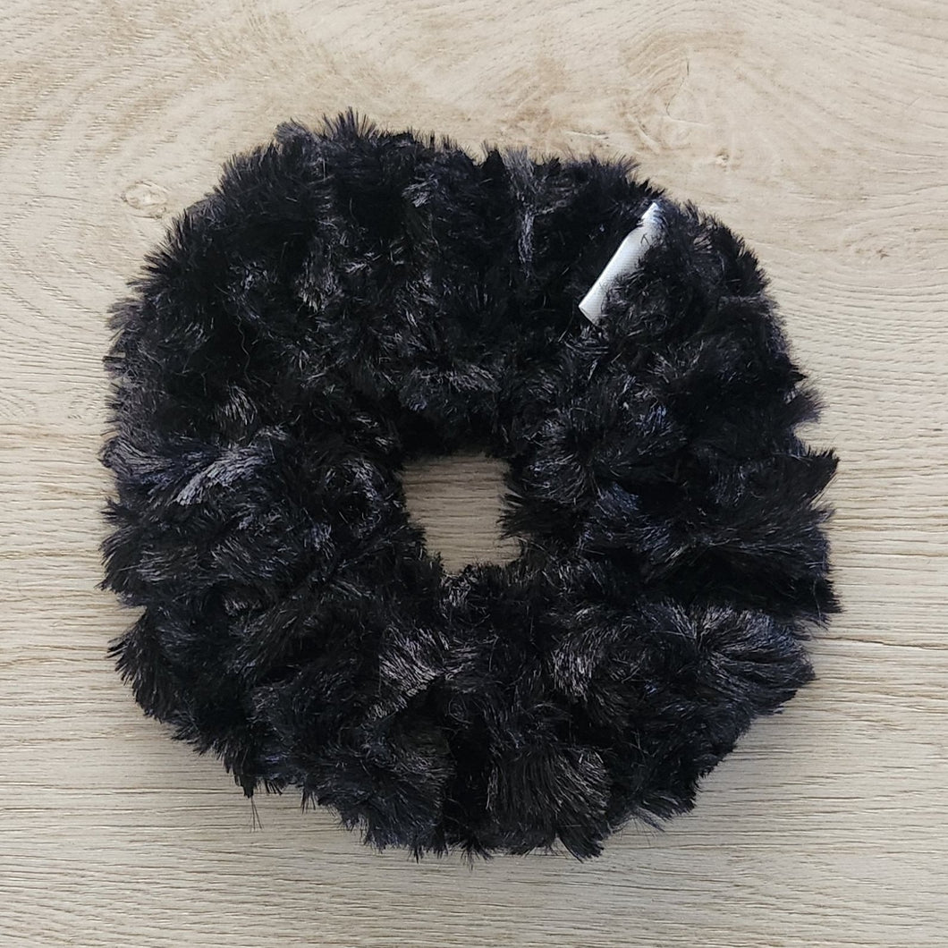 Faux Fur Black Scrunchie