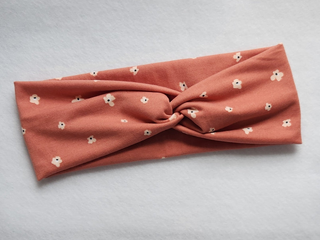Peach Floral Soft Stretch Headband