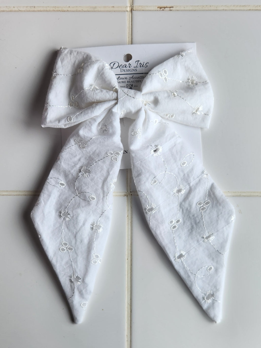White Eyelet Jumbo Bow