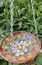 Load image into Gallery viewer, Fused Glass Bee/Butterfly Water Bowl - Orange Flower
