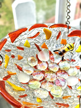 Load image into Gallery viewer, Fused Glass Bee/Butterfly Water Bowl - Orange Flower
