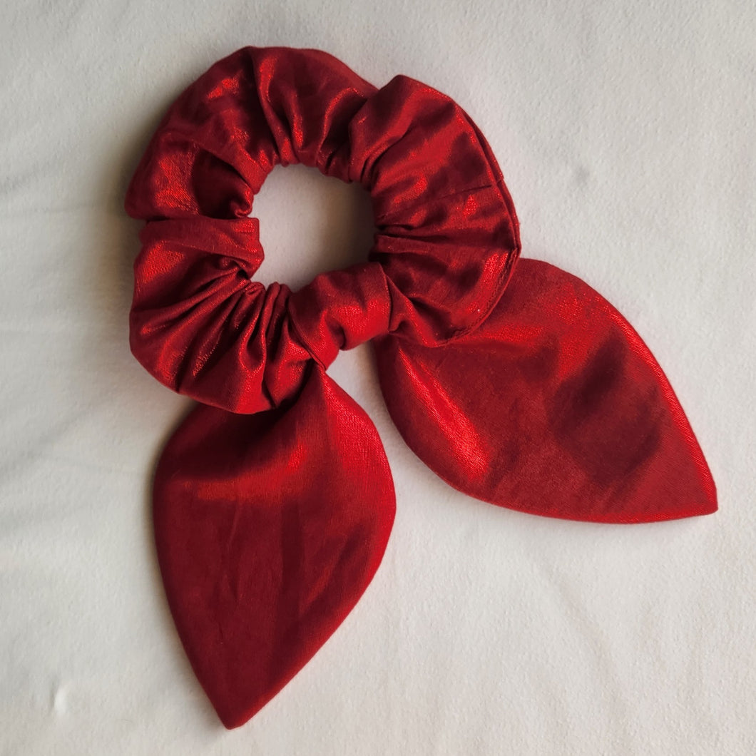 Red Shimmer Scrunchie with Tails